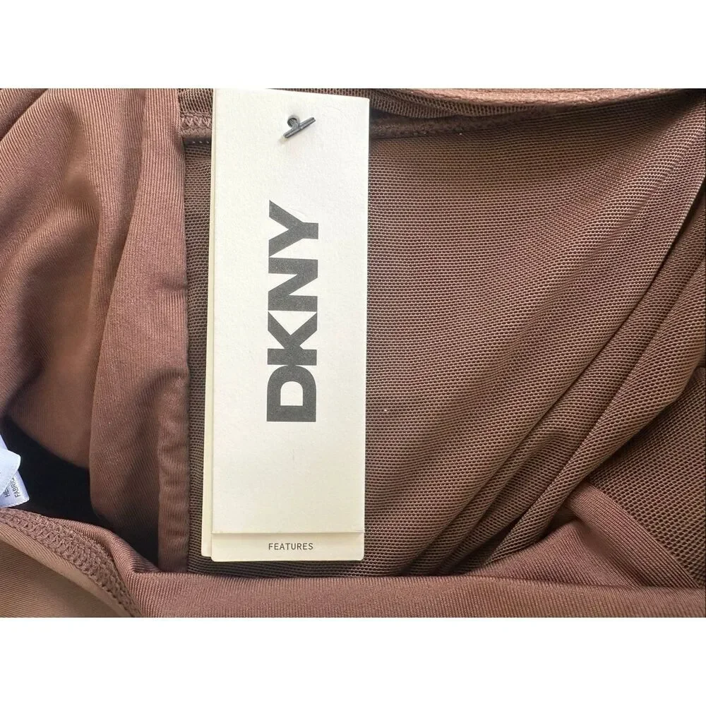 DKNY Women's Swimsuit Ruffle Plunge Underwire Tummy Control One-Piece, Sz Large - Picture 8 of 11